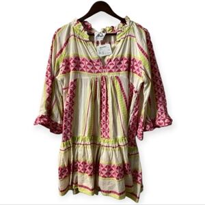 Pearl & Caviar Boho Pink Multicolor Patterned Mini Dress Size S/M NWT